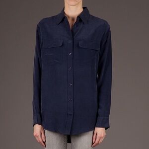 005 Equipment Femme Navy Silk Shirt